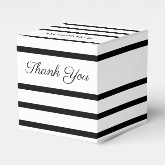 Zwart-wit vierkante bruiloft gast gunst doos bedankdoosjes (Voorkant Zijde)