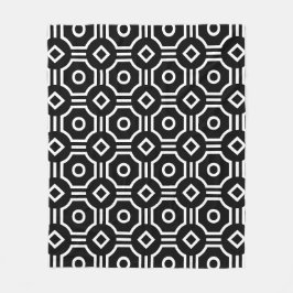 Zwart Wit Vierkante Cirkel Optisch Illusiepatroon Fleece Deken