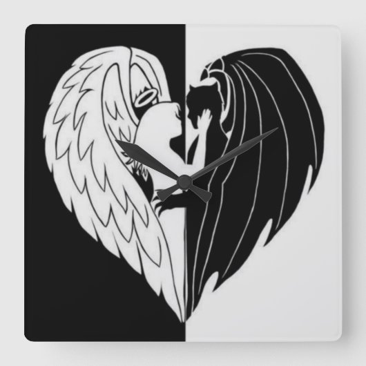 Zwart/Wit Vierkante Klok (Voorkant)