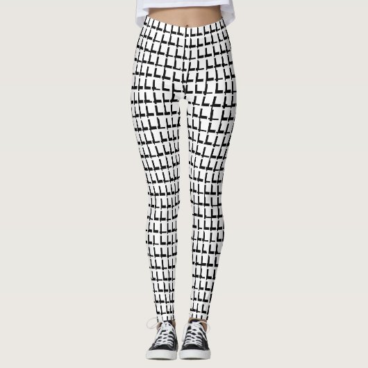 Zwart-wit vierkante Leggings (Voorkant)