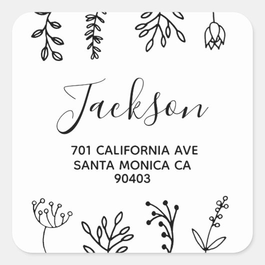 zwart-wit vierkante sticker (Voorkant)