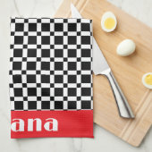 Zwart-wit vierkante Tegel Theedoek (Quarter Fold)