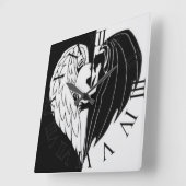 Zwart wit vierkante wandklok (Hoek)