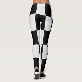Zwart-wit Vierkantjes Patroon Leggings – Klassiek