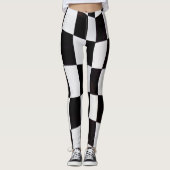 Zwart-wit Vierkantjes Patroon Leggings – Klassiek (Voorkant)