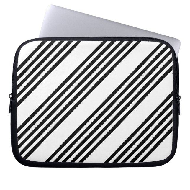 Zwart-wit vijf strips laptop sleeve (Voorkant)