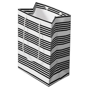 Zwart-wit vijf strips medium cadeauzakje