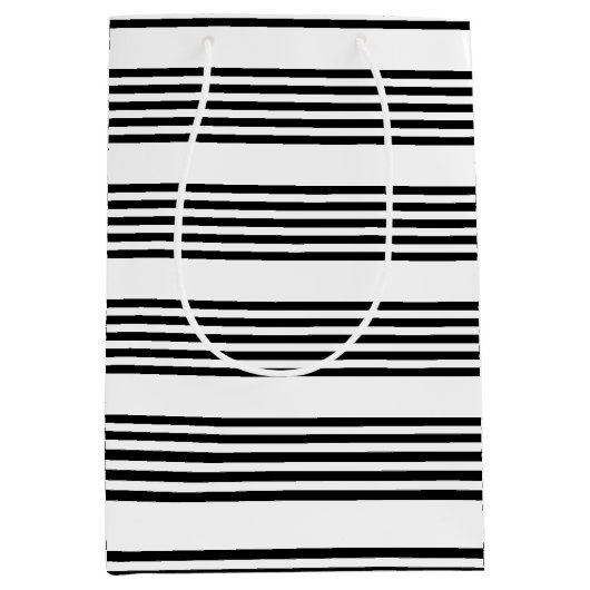 Zwart-wit vijf strips medium cadeauzakje (Voorkant)