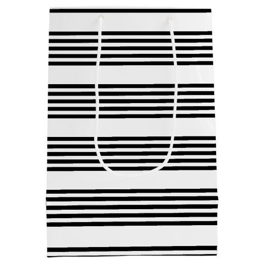 Zwart-wit vijf strips medium cadeauzakje (Achterkant)
