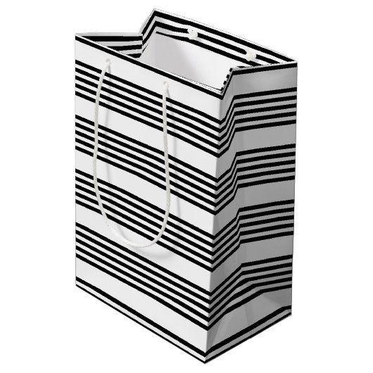Zwart-wit vijf strips medium cadeauzakje (Achterkant Gekanteld)