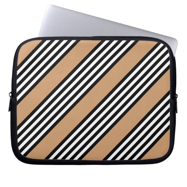 Zwart-wit vijf strips met ttan laptop sleeve (Voorkant)