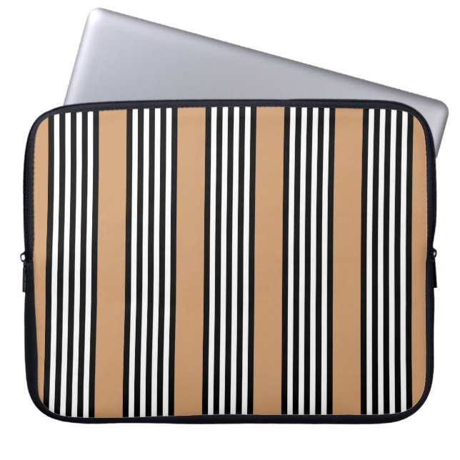 Zwart-wit vijf strips met ttan laptop sleeve (Voorkant)