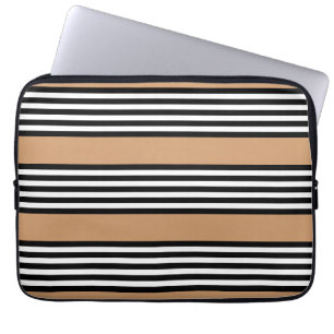 Zwart-wit vijf strips met ttan laptop sleeve