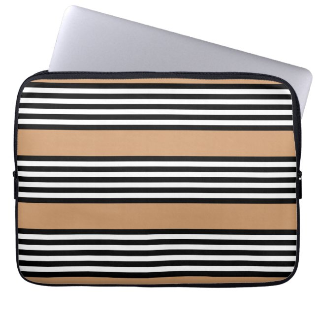 Zwart-wit vijf strips met ttan laptop sleeve (Voorkant)