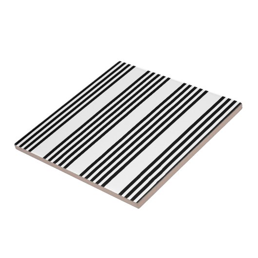 Zwart-wit vijf strips tegeltje (Zijkant)