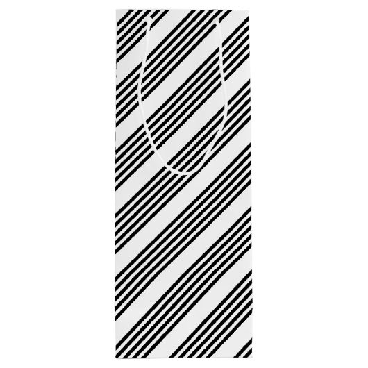 Zwart-wit vijf strips wijn cadeautas (Achterkant)