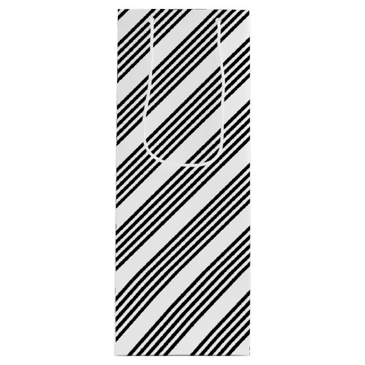 Zwart-wit vijf strips wijn cadeautas (Voorkant)