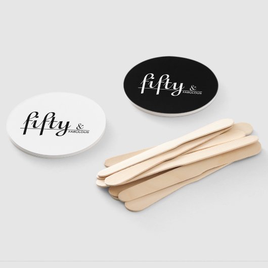 Zwart & Wit Vijftig & FABULOUS Verjaardagsfeest Handwaaier (Niet-gemonteerd)