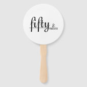 Zwart & Wit Vijftig & FABULOUS Verjaardagsfeest Handwaaier (Voorkant)