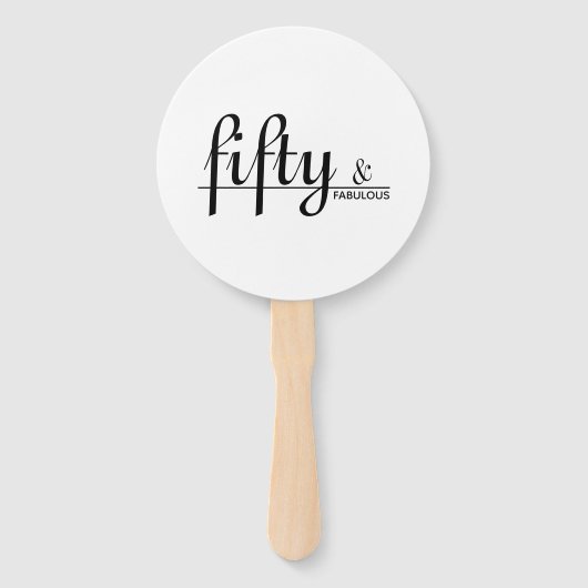 Zwart & Wit Vijftig & FABULOUS Verjaardagsfeest Handwaaier (Voorkant)
