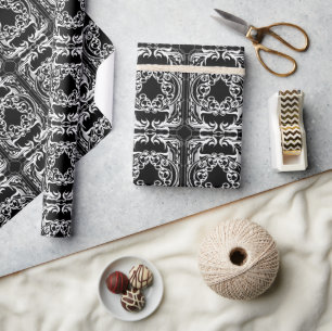 Zwart-wit Vintage Art Deco Design Cadeaupapier