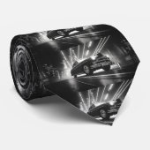 Zwart-wit Vintage Auto Patroon Stropdas (Opgerold)