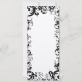 Zwart-Wit Vintage Bloemendekor Damast Bruiloft Kaart (Achterkant)