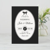 Zwart-wit vintage bruiloft kaart (Staand voorkant)