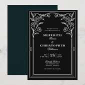 Zwart wit vintage bruiloft kaart (Voorkant / Achterkant)