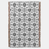 Zwart-wit vintage damaskpatroon deken (Voorkant Verticaal)