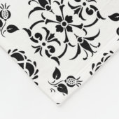Zwart-wit vintage damaskpatroon fleece deken (Hoek)