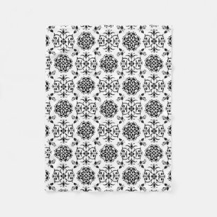 Zwart-wit vintage damaskpatroon fleece deken