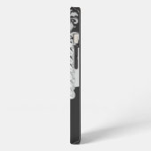 Zwart-wit vintage damast gepersonaliseerd iPhone hoesje (Linkerkant)