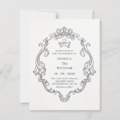 Zwart-wit vintage elegante bruiloft kaart (Voorkant)