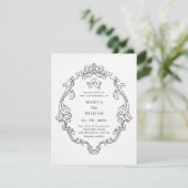 Zwart-wit vintage elegante bruiloft kaart (Staand voorkant)