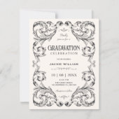 Zwart wit Vintage Gotische afstuderen Kaart (Voorkant)