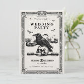 Zwart & Wit Vintage Huwelijksfeest Uitnodiging (Staand voorkant)