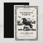 Zwart & Wit Vintage Huwelijksfeest Uitnodiging (Voorkant / Achterkant)