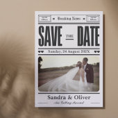 Zwart-wit vintage kranten save the date