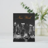 Zwart Wit Vintage New York City Reisfoto Briefkaart (Staand voorkant)
