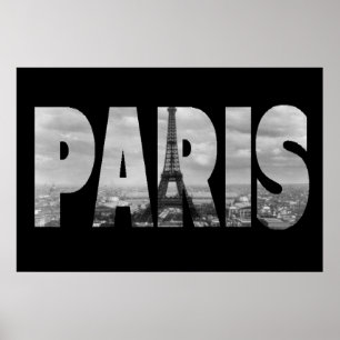 Zwart-wit Vintage Parijs en Eiffeltoren Poster