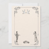 Zwart & wit vintage retro trouwuitnodiging kaart (Achterkant)