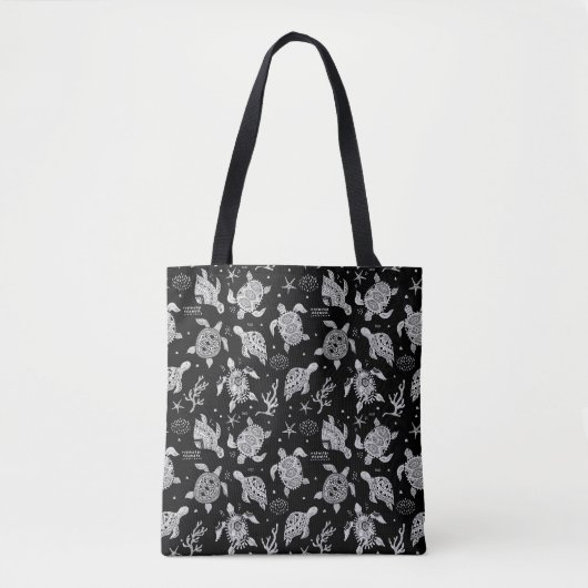 zwart-wit vintage schildpadpatroon tote bag (Voorkant)
