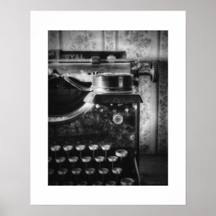 Zwart-wit vintage schrijfmachine poster print