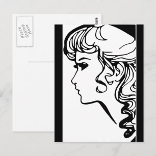Zwart & Wit Vintage Stijl Verjaardagsmeisje Ansich Briefkaart