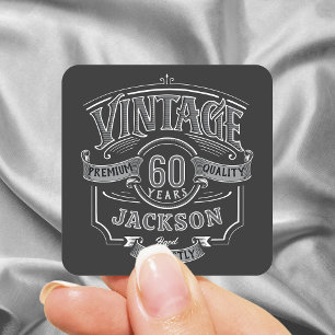 Zwart & Wit Vintage Verouderd Tot Perfecte Verjaar Vierkante Sticker