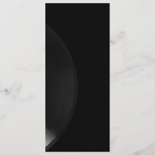 Zwart Wit Vinyl Record Bruiloft Menu (Achterkant)