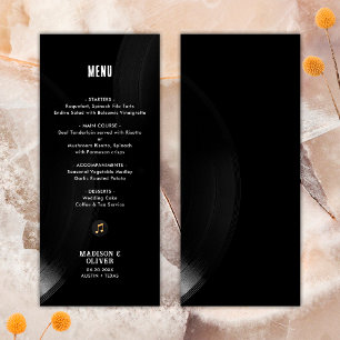 Zwart Wit Vinyl Record Bruiloft  Menu