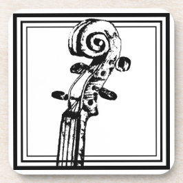 Zwart-wit viool scroll met zwarte contouren bier onderzetter