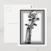 Zwart-wit viool scroll met zwarte contouren briefkaart (Voorkant / Achterkant)